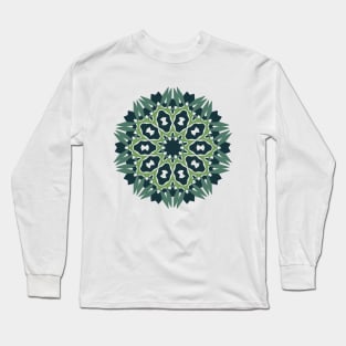 Green Shades Leaf Mandala Long Sleeve T-Shirt